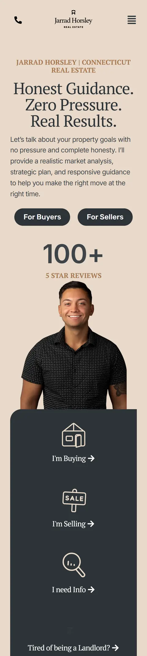 Jarrad Horsley Realty on a phone, full page
