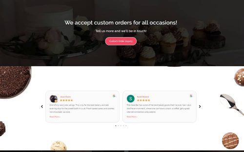 Reviews & Custom Cake Section